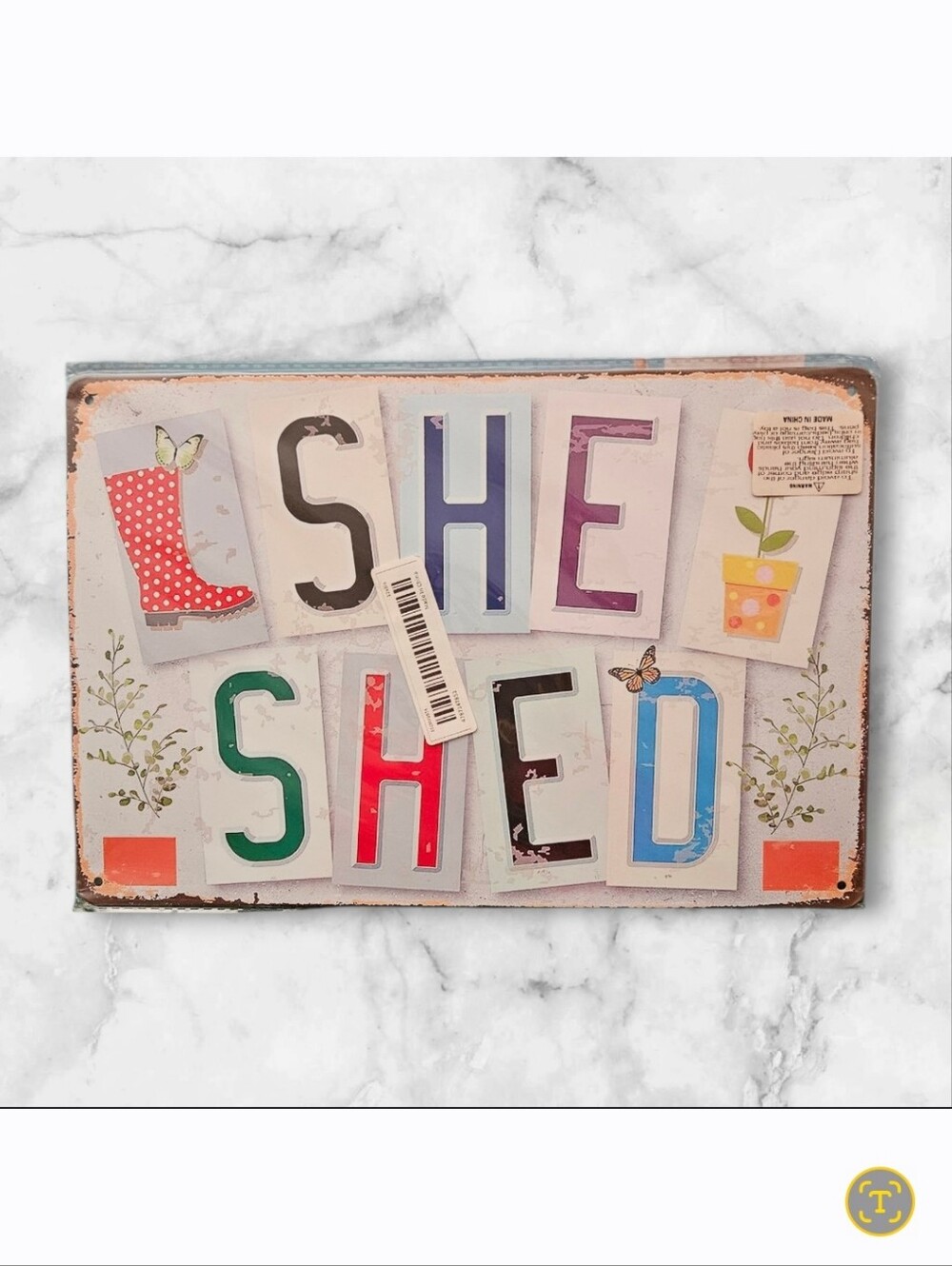 She Shed Metal Sign by Lone Star Art 8” x 12” New In Plastic - Picture 2 of 2